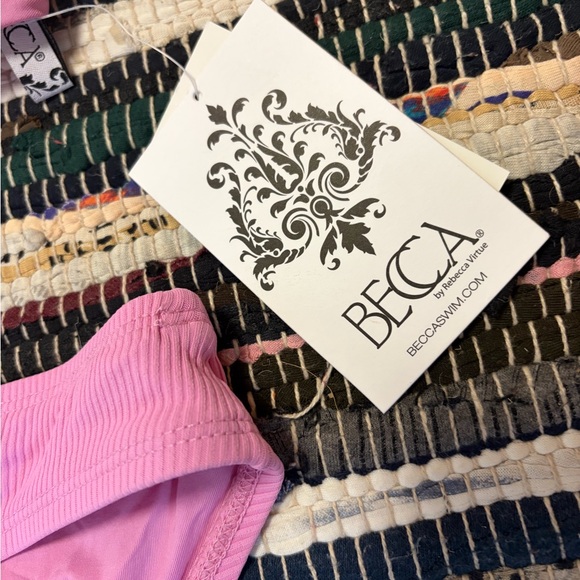 NWT Becca Ribbed Modern Edge Corset Set Hipster Bikini Large NWT Rtl $146 rosy - Picture 5 of 12